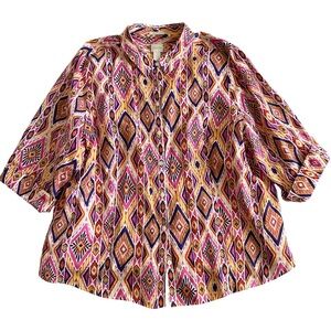 Chico's Women’s Sz XXL Multicolor Geometric Casual Blouse